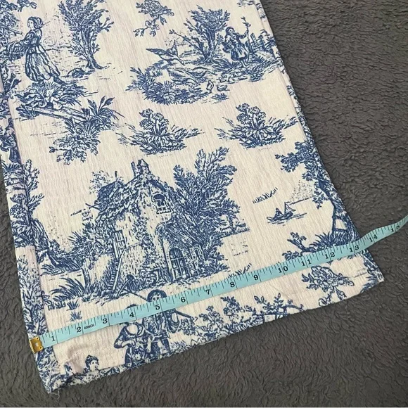 Cider Blue Toile Print Wide Leg Pants Cottagecore Size XL - Picture 5 of 9